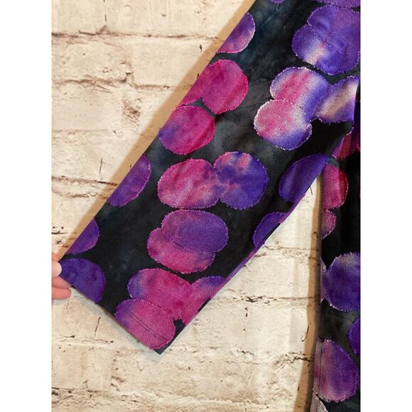 LOGO Lori Goldstein Tunic Top Womens‎ Large Purple Watercolor Tetured Polka Dots - Picture 3 of 15